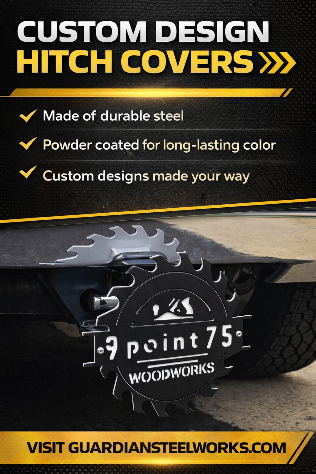 Custom Hitch Cover – Personalized 2” Receiver Cover – Custom Logo or Text – Powder Coated Steel – Made to Order