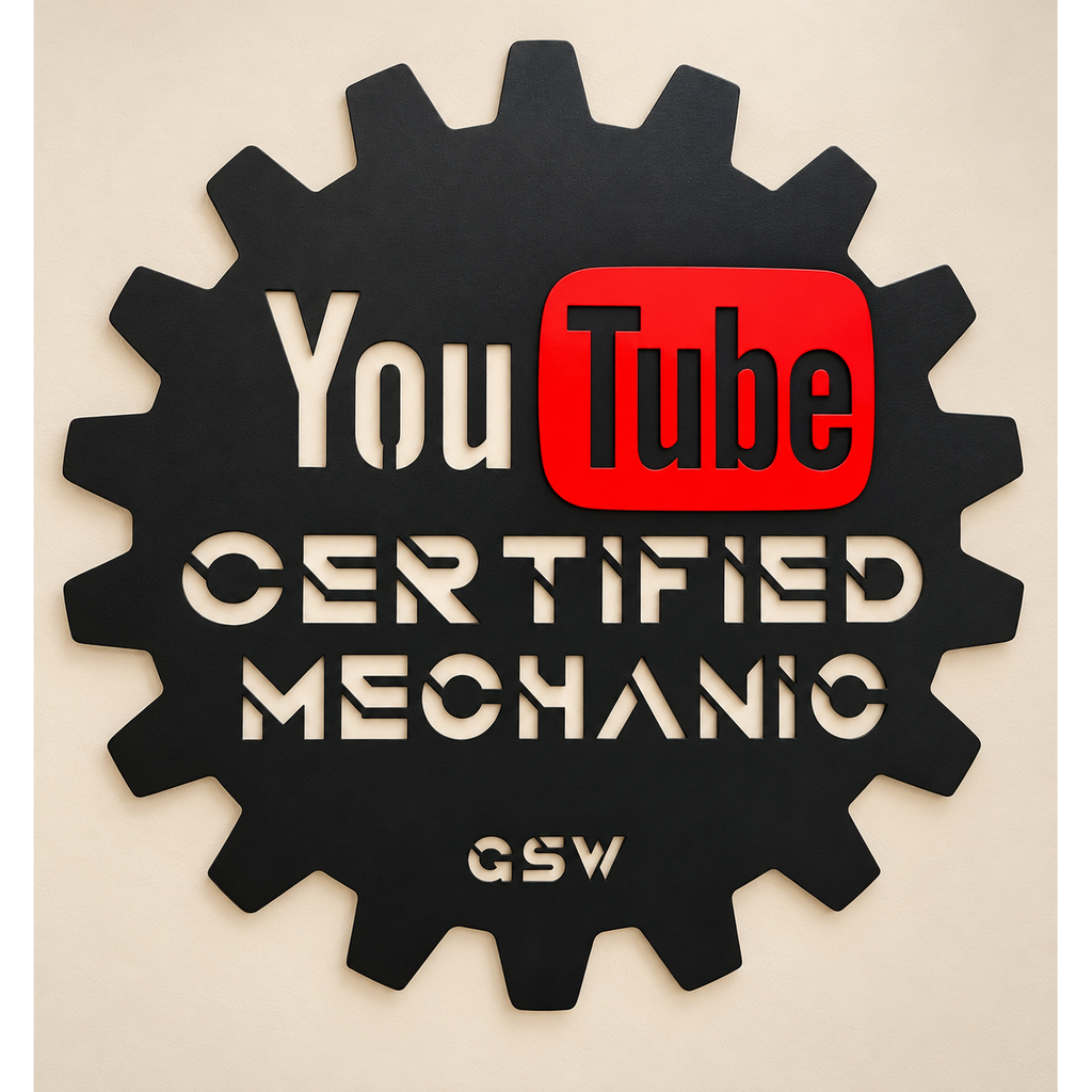 YouTube Certified Mechanic – Custom Metal Garage Sign
