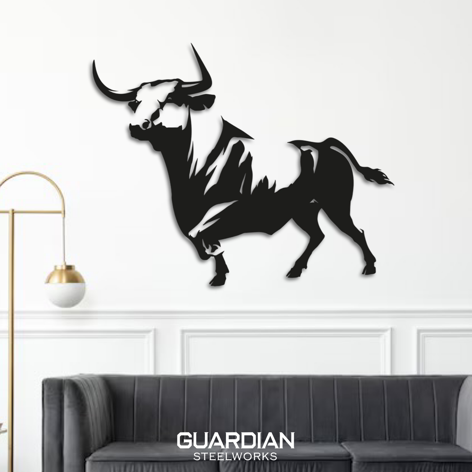 Metal Bull Wall Art – Charging Bull Steel Wall Decor, Modern Farmhouse & Office Art