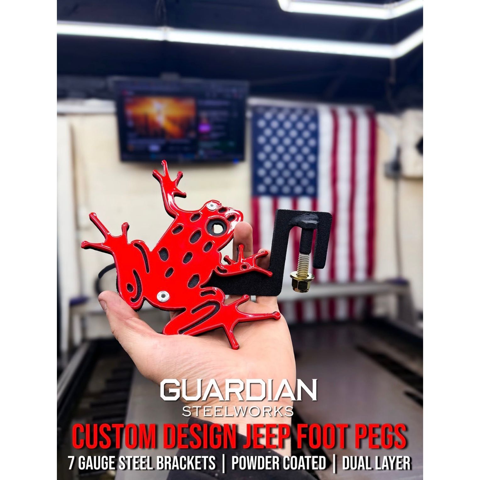 Custom Design Jeep Foot Pegs | Personalized Jeep Wrangler Foot Pegs | Aftermarket Jeep Accessories | Powder Coated Steel | Fits Most Jeeps